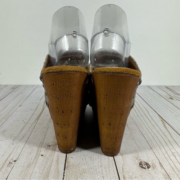 Sbbica Vintage Collection Metallic Silver Leather Mule Open Toe Wedge 39 - Picture 5 of 10